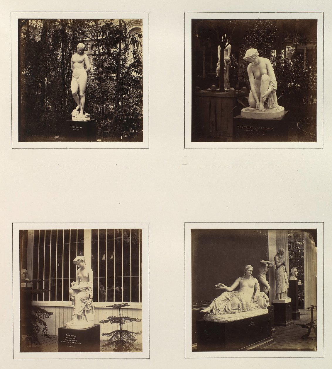 [Andromedan veistokset, Atalantan wc, Corinna ja Naiad], n. 1859. tekijältä Philip Henry Delamotte.