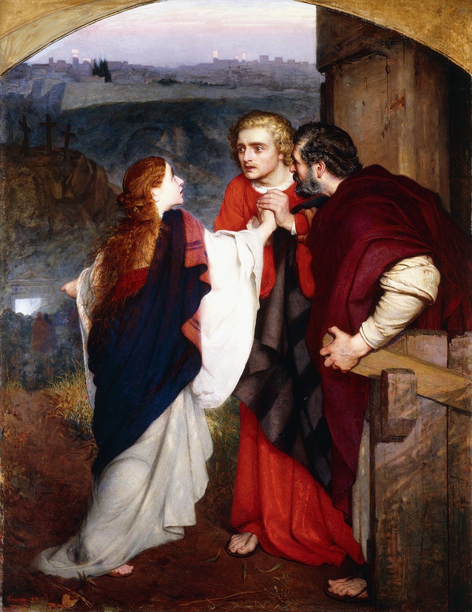 Maria Magdaleena kertoi ylösnousemuksesta opetuslapsille, 1860 tekijältä Philip Hermogenes Calderon