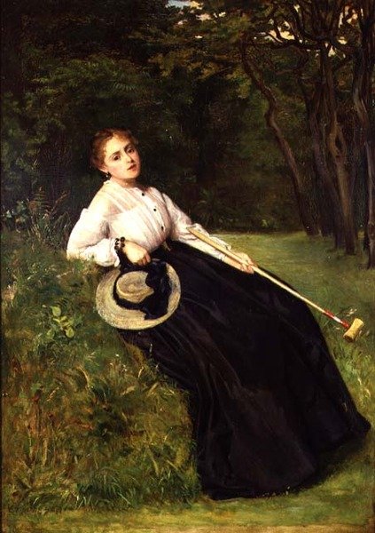 Lepääminen varjossa krokettipelin jälkeen tekijältä Philip Hermogenes Calderon