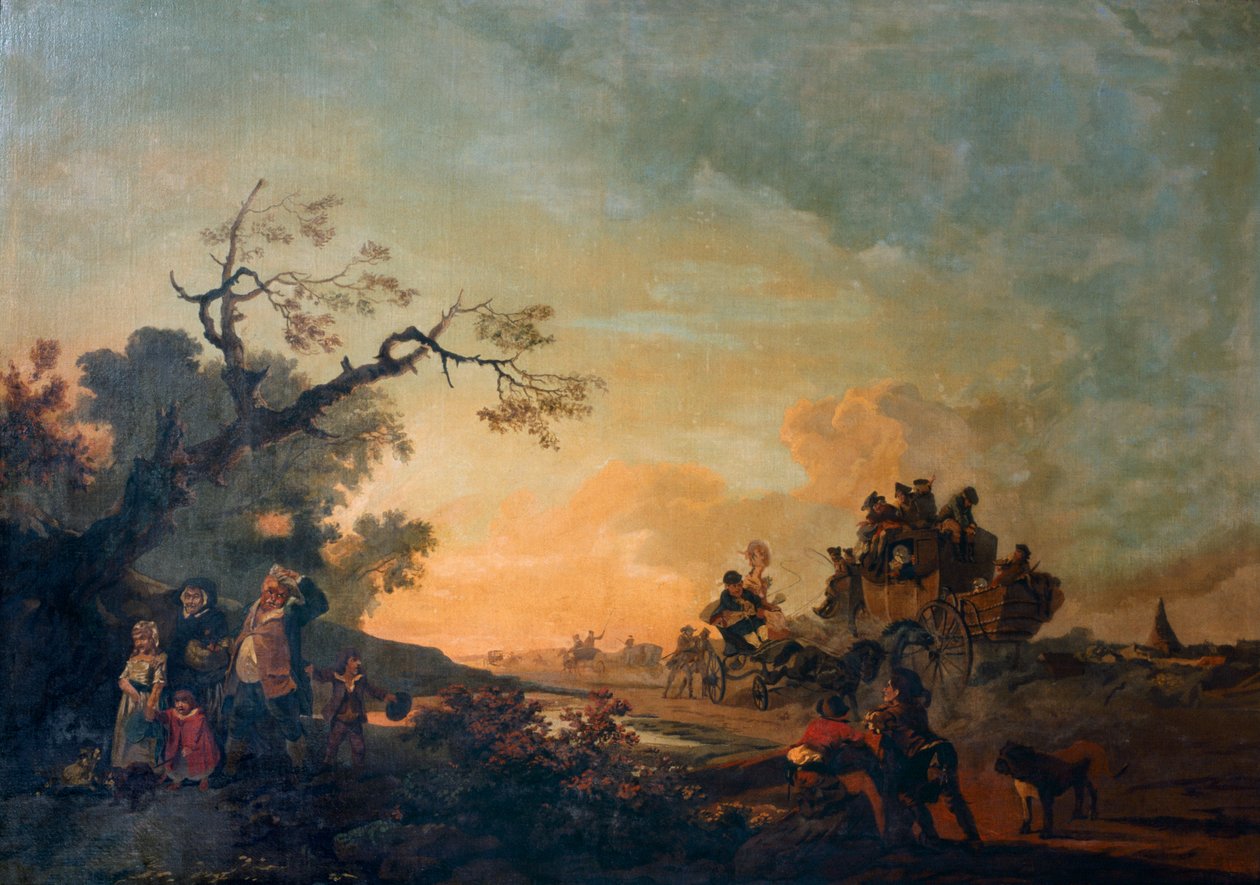 High Road (öljy kankaalle) tekijältä Philip James de (1740 1812) Loutherbourg