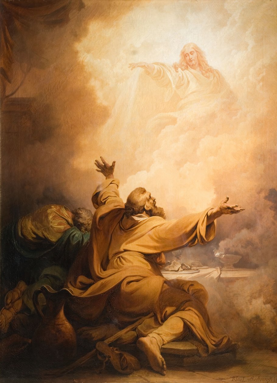 Kristus ilmestyy opetuslapsille Emmauksessa, 1797. tekijältä Philip James de Loutherbourg