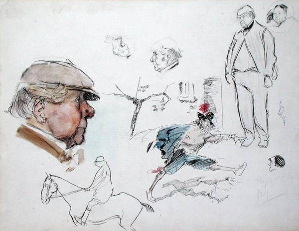 Studies, n. 1894 (kynä & muste ja akvarelli paperille) tekijältä Philip William May