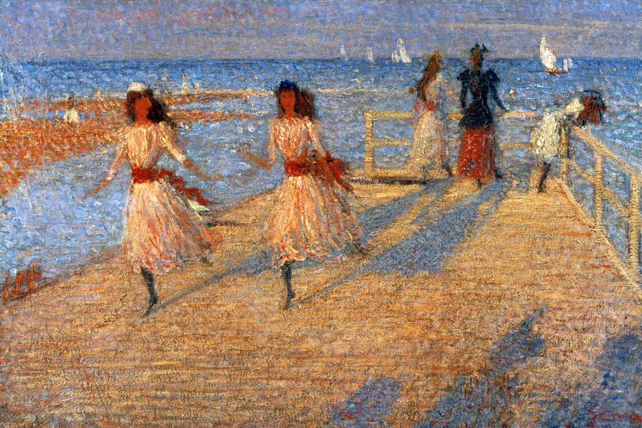 Girls Running, Walberswick Pier, 1888-1894 tekijältä Philip Wilson Steer