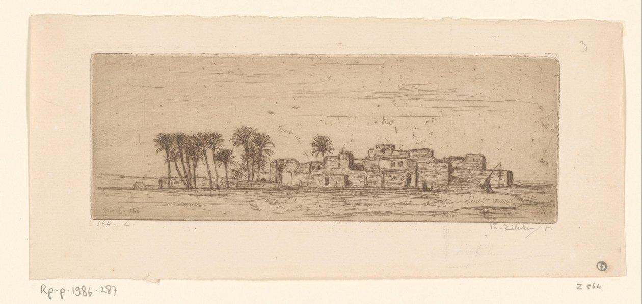Gezicht op Com Al-Akhdar Vue de Côm Al-Akhdar (títol original) finlandès tekijältä Philip Zilcken (signed by artist)
