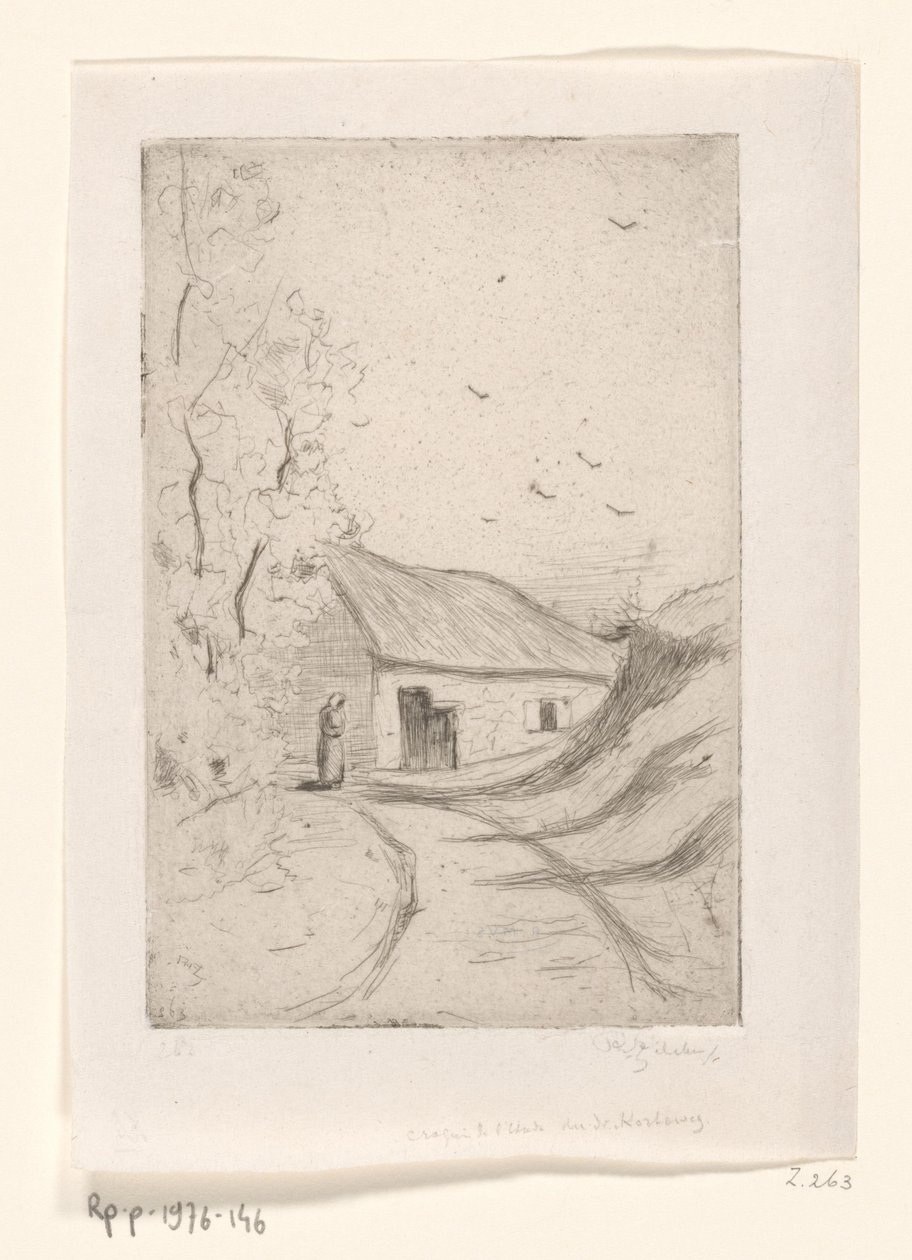 Talo maantiellä Chaumiere a Vleurgat (Bruxelles) (alkuperäinen nimi) tekijältä Philip Zilcken (signed by artist)