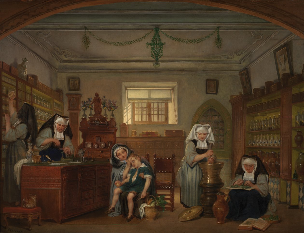 Saint-Johnin sairaalan apteekki (öljy paneelissa) tekijältä Philipe Jacques van Bree