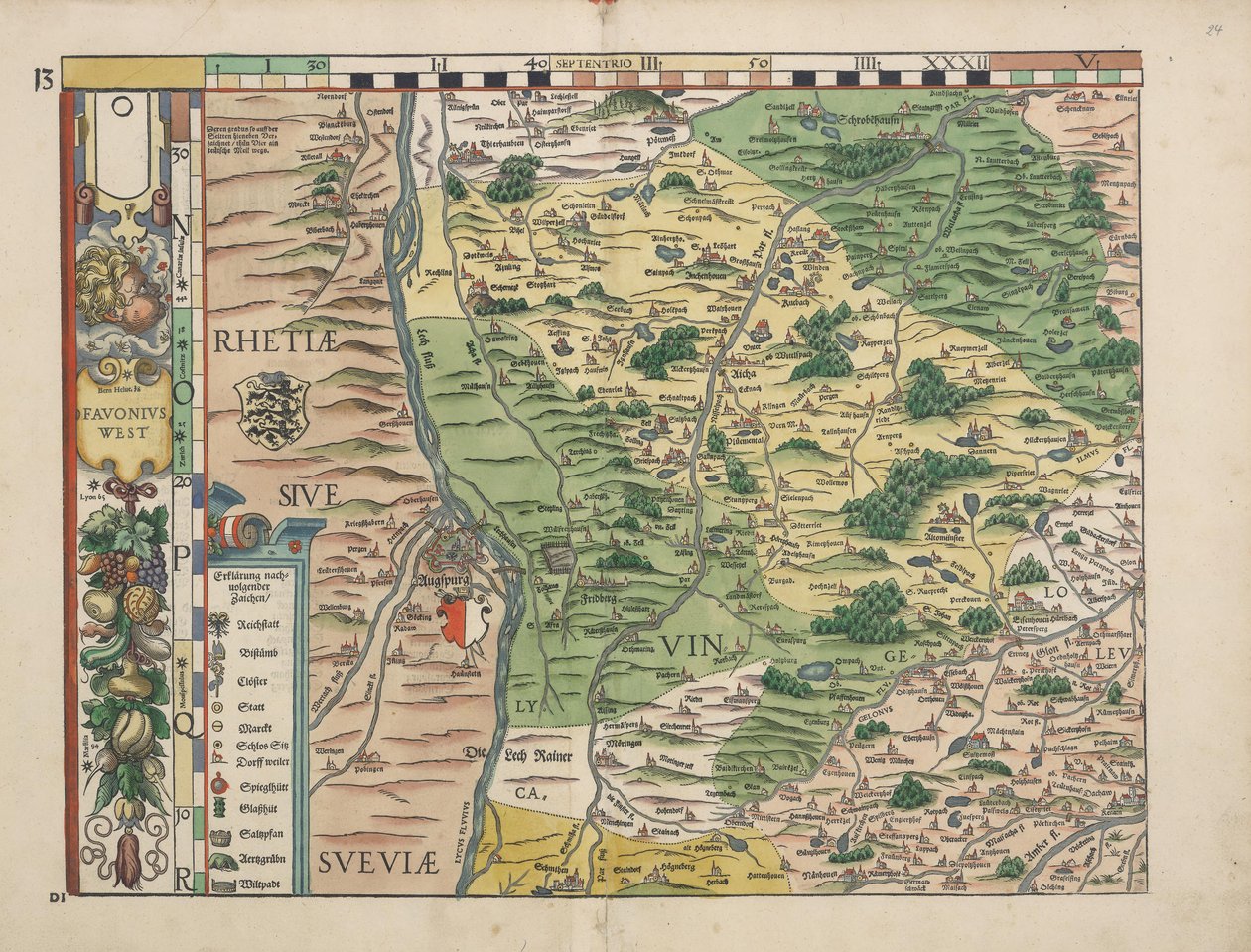 Bairische Landtafeln von 1568 (Tafel 13) tekijältä Philipp Apian