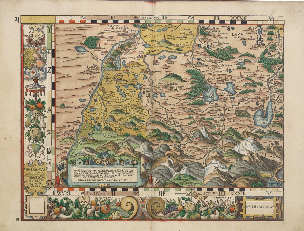 Bairische Landtafeln von 1568 (Tafel 21) tekijältä Philipp Apian