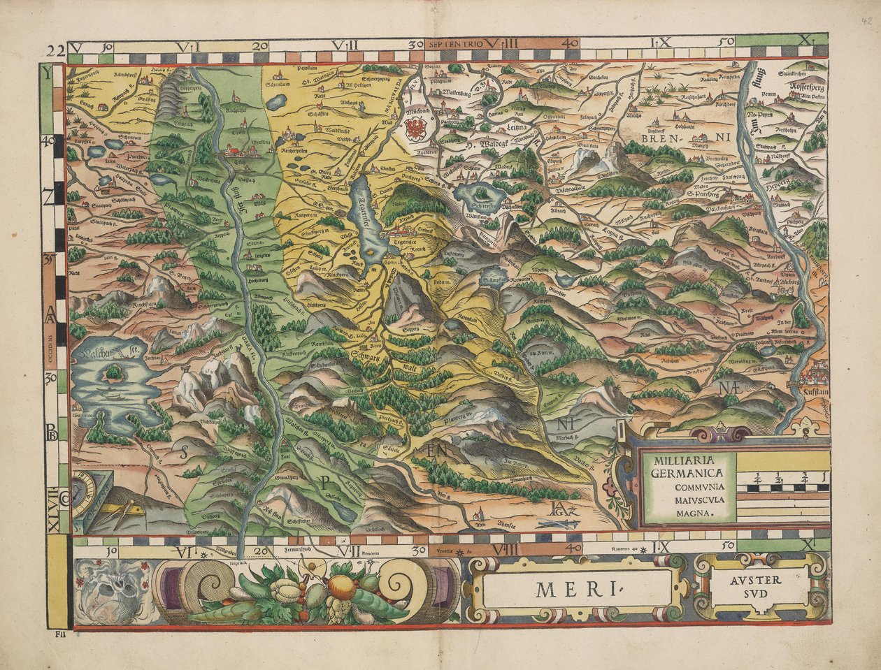 Bairische Landtafeln von 1568 (Tafel 22) tekijältä Philipp Apian