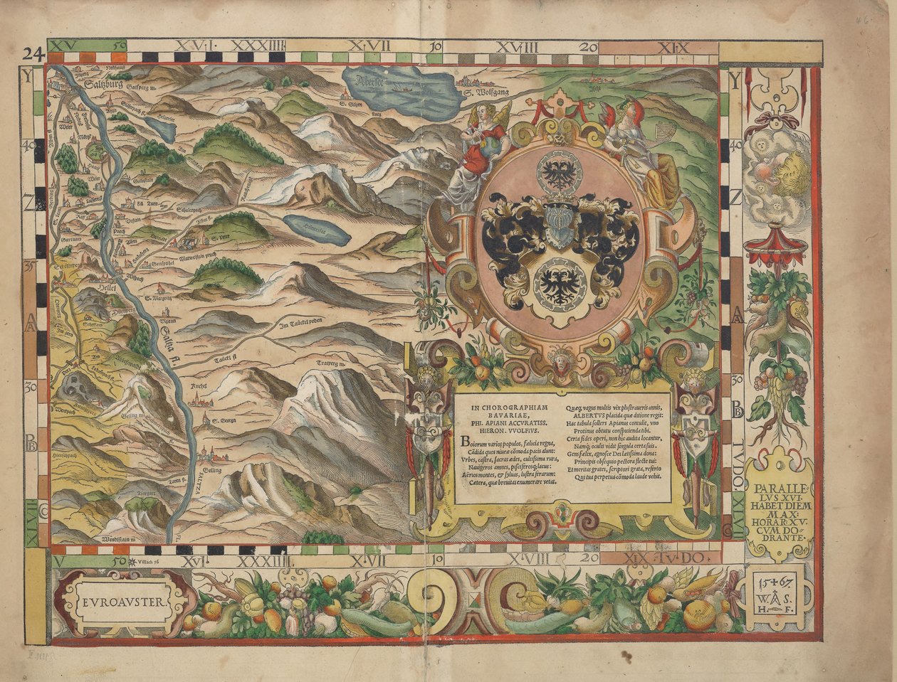 Bairische Landtafeln von 1568 (Tafel 24) tekijältä Philipp Apian