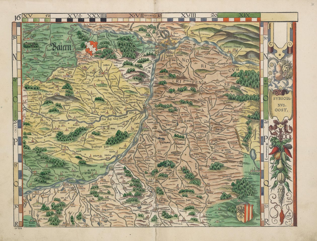 Philipp Apian - Bairische Landtafeln von 1568 (Tafel 16) n. 1 tekijältä Philipp Apian