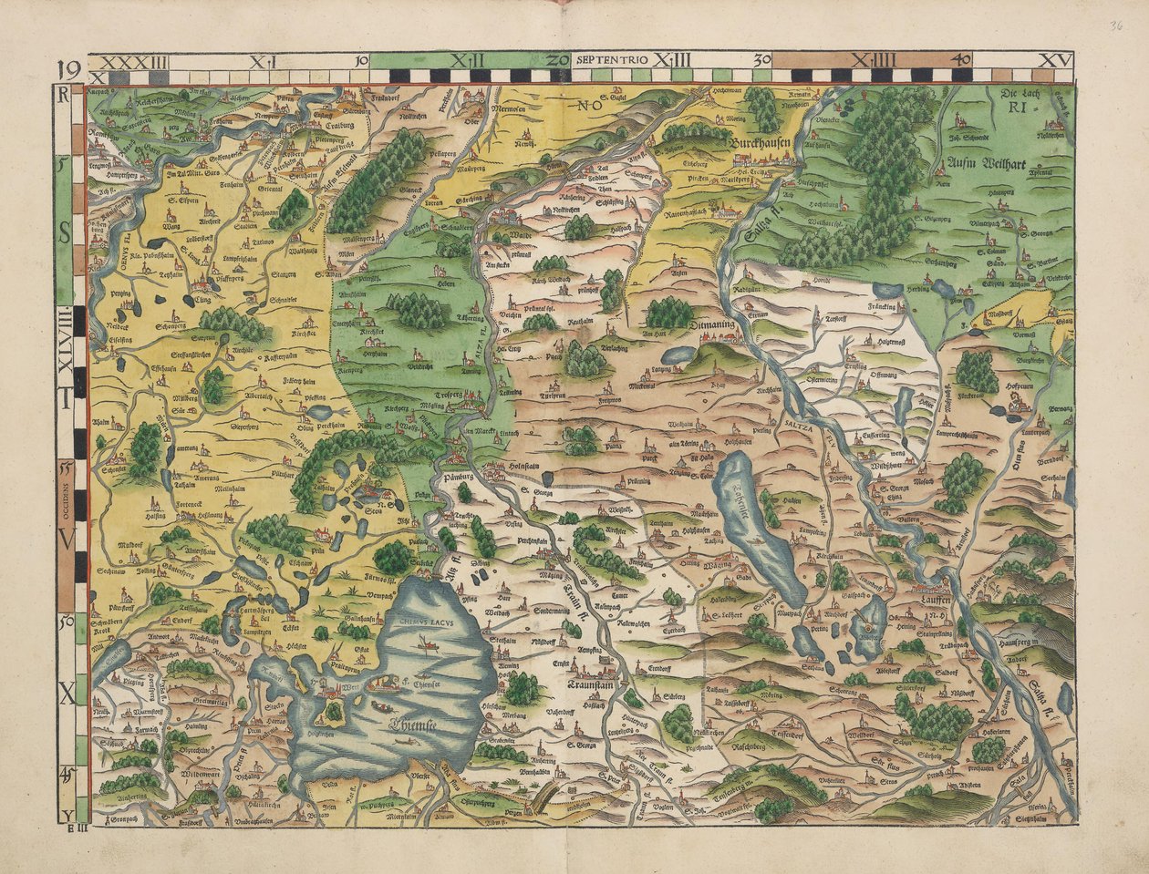 Philipp Apian - Bairische Landtafeln von 1568 (Tafel 19) n. 1 tekijältä Philipp Apian