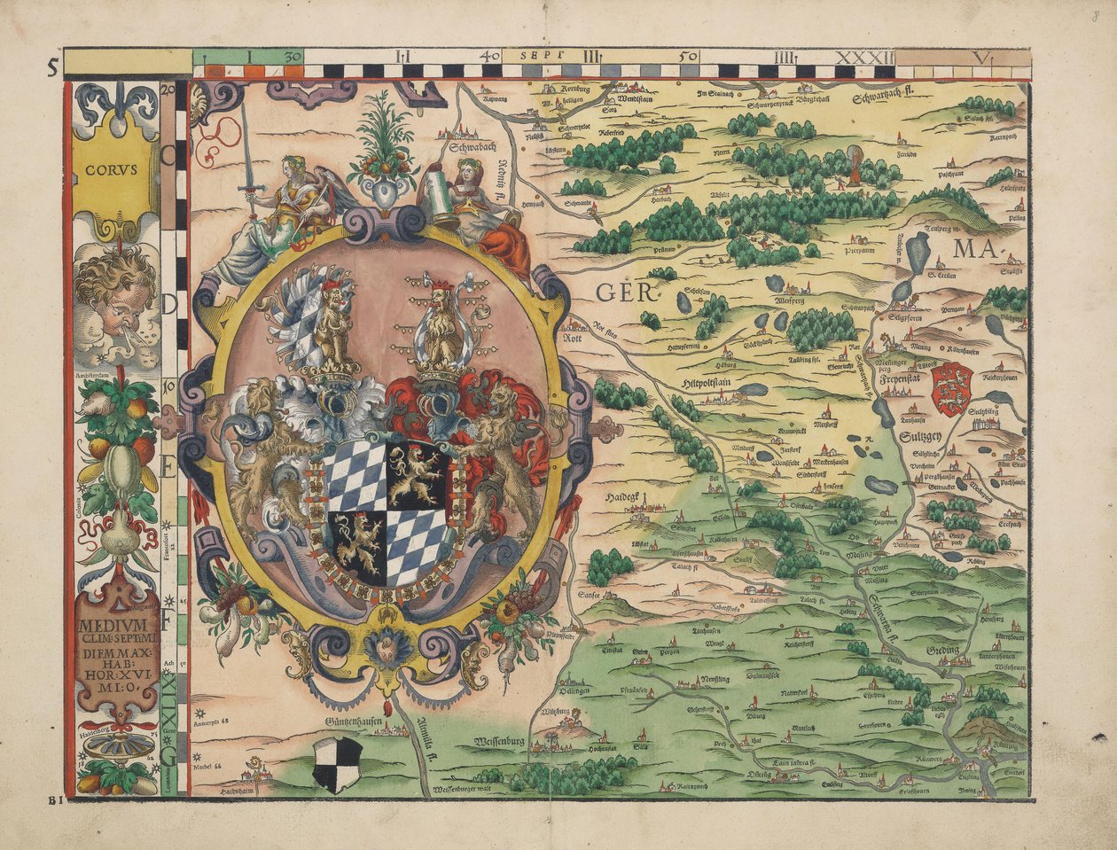 Philipp Apian - Bairische Landtafeln von 1568 (Tafel 5) n. 1 tekijältä Philipp Apian
