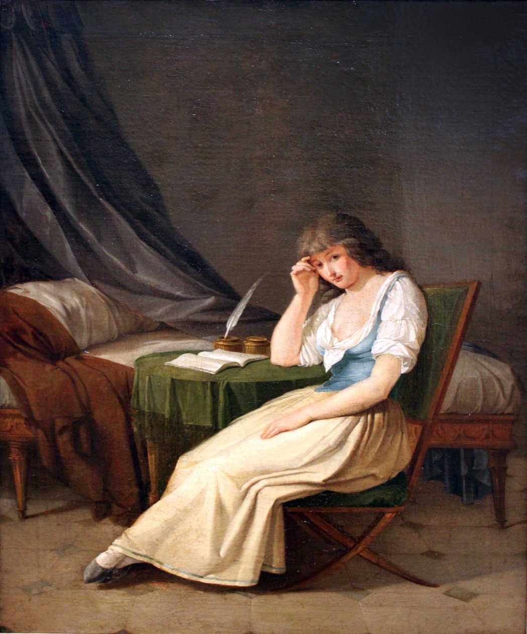 Junges Mädchen im Morgenkleide, nachsinnend and einem Tische sitzend tekijältä Philipp Friedrich von Hetsch