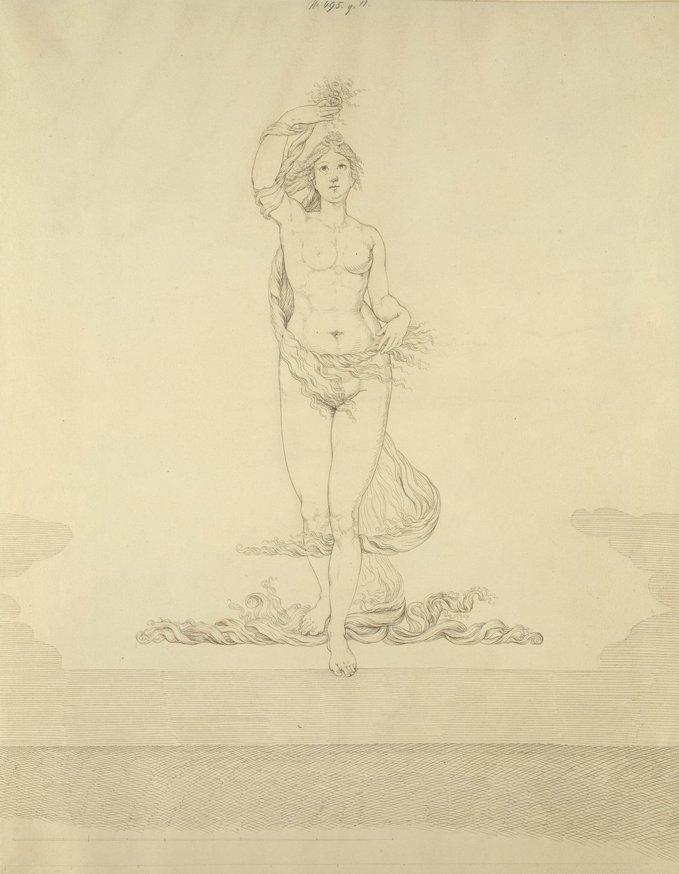 Aurora, 1807 (kynä ja harmaa muste lyijyjäljellä paperilla) tekijältä Philipp Otto Runge