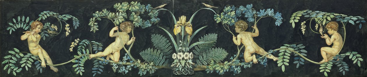 Nightingale Bushes, 1810 (wc ja muste paperille) tekijältä Philipp Otto Runge