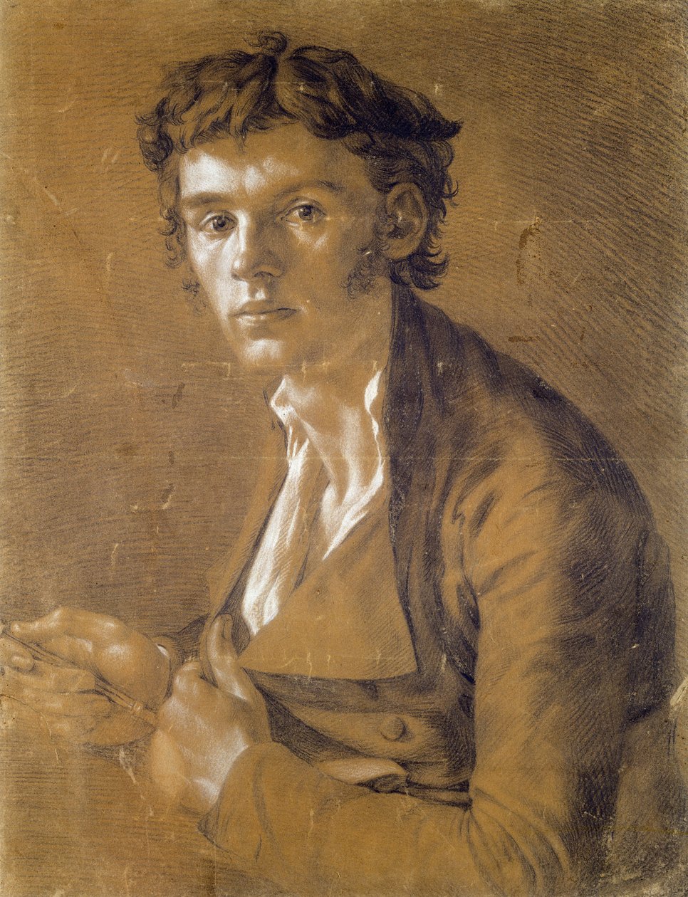 Omakuva, 1802 (ruskea ja valkoinen liitu paperille) tekijältä Philipp Otto Runge