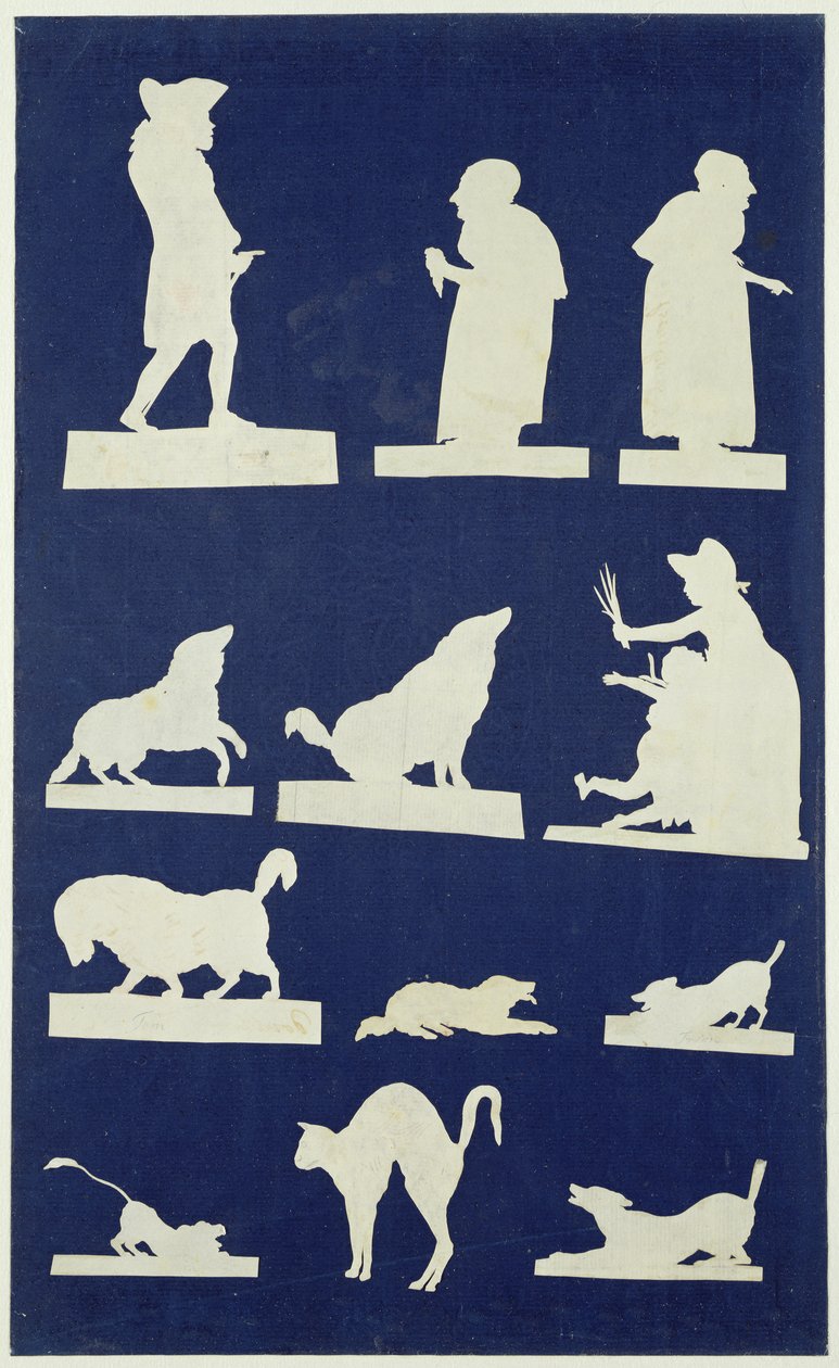Figuurien ja eläinten tutkimus (kollaasi paperille) tekijältä Philipp Otto Runge