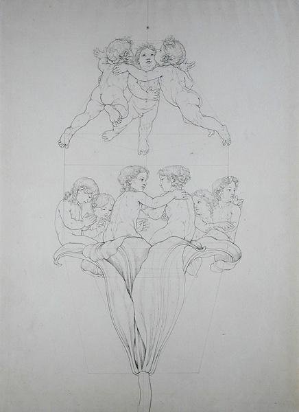 The Light Lily, The Morningin tutkimus, 1809 (muste paperille) tekijältä Philipp Otto Runge
