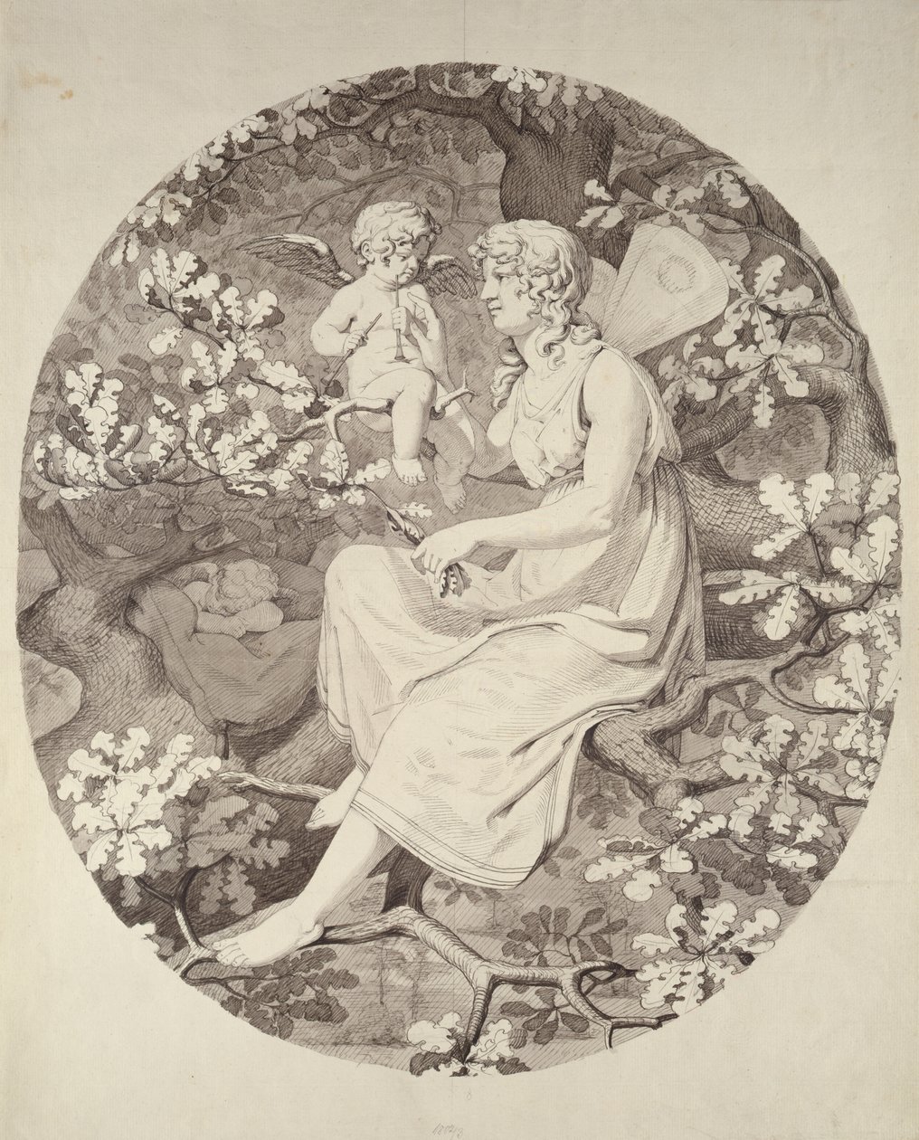 The Nightingales Lesson, 1802 (kynä ja muste ja pese paperille) tekijältä Philipp Otto Runge