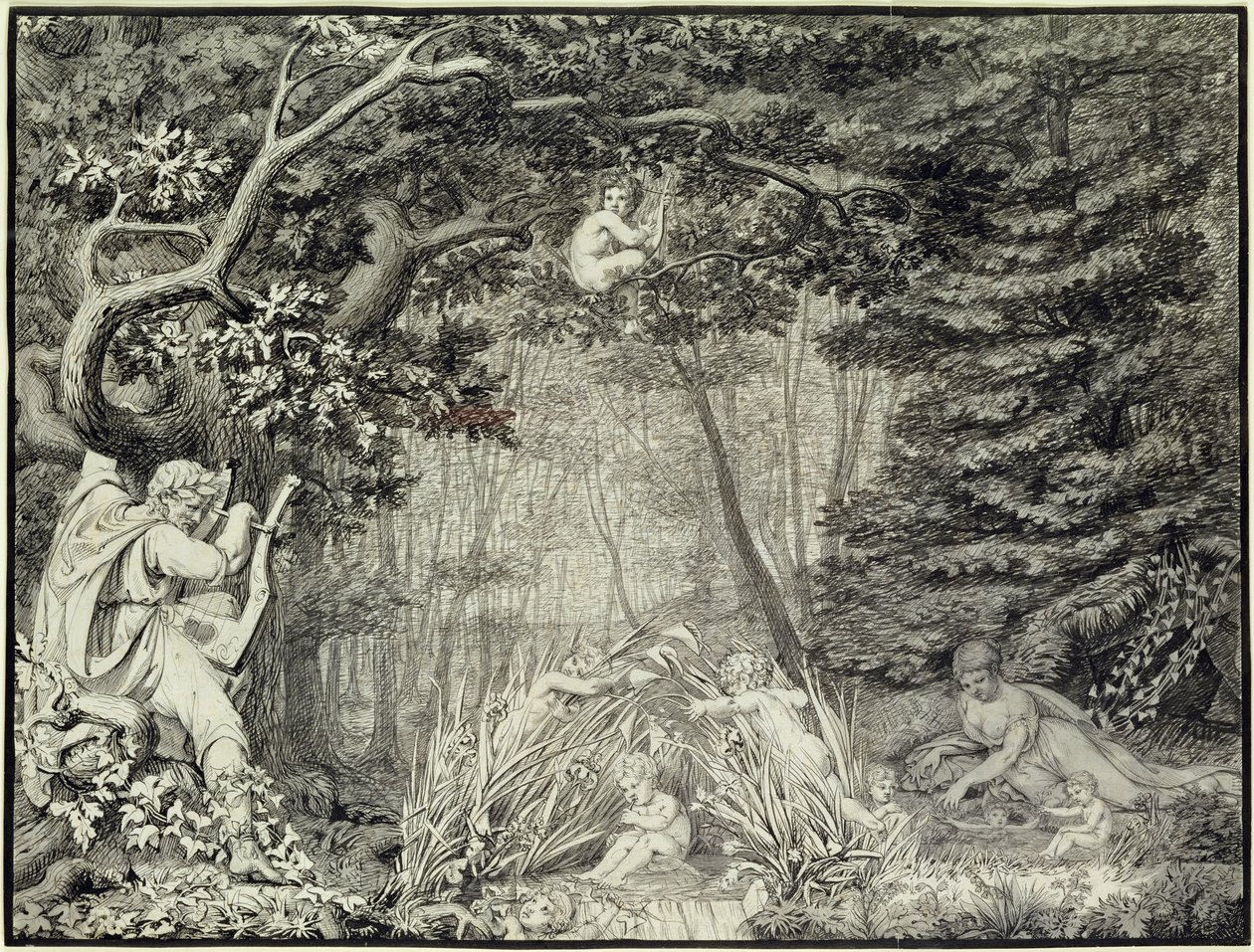 Runoilija keväällä, 1805 (kynä, muste ja lyijykynä paperille) tekijältä Philipp Otto Runge