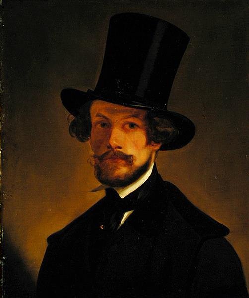 Omakuva, n.1845 (öljy paperille ja kortille kiinnitettynä). tekijältä Philipp Wirth