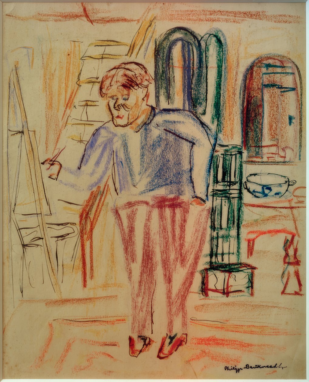 Kirchner vor der Staffelei in seinem Atelier tekijältä Philipp Bauknecht