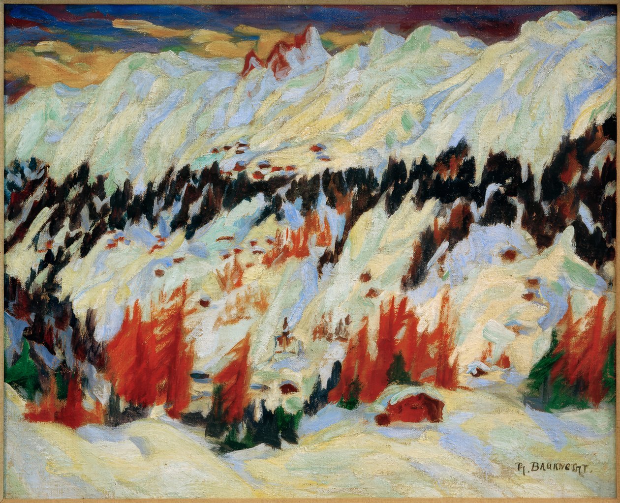 Talvimaisema lähellä Davos Frauenkirchiä, (talvimaisema lähellä Davos Glacisia) tekijältä Philipp Bauknecht
