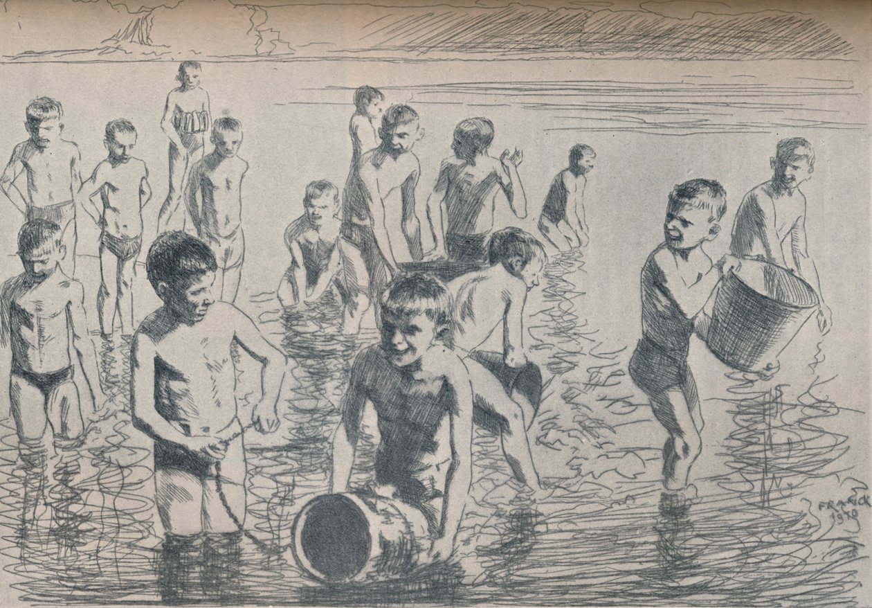 Poikien kylpeminen, 1911 tekijältä Philipp Franck