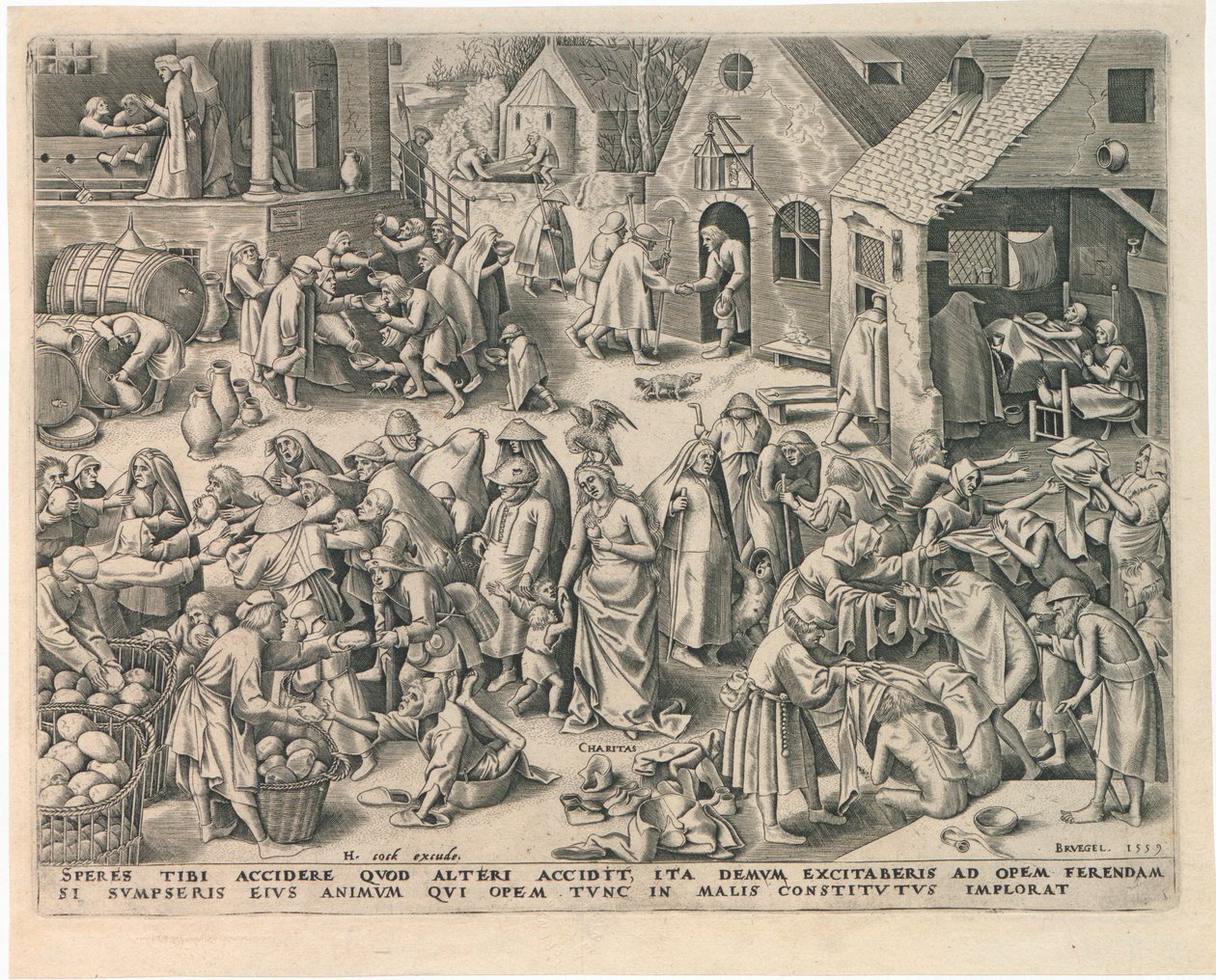 Caritas Charity seitsemästä hyveestä, 1559. tekijältä Philipp Galle