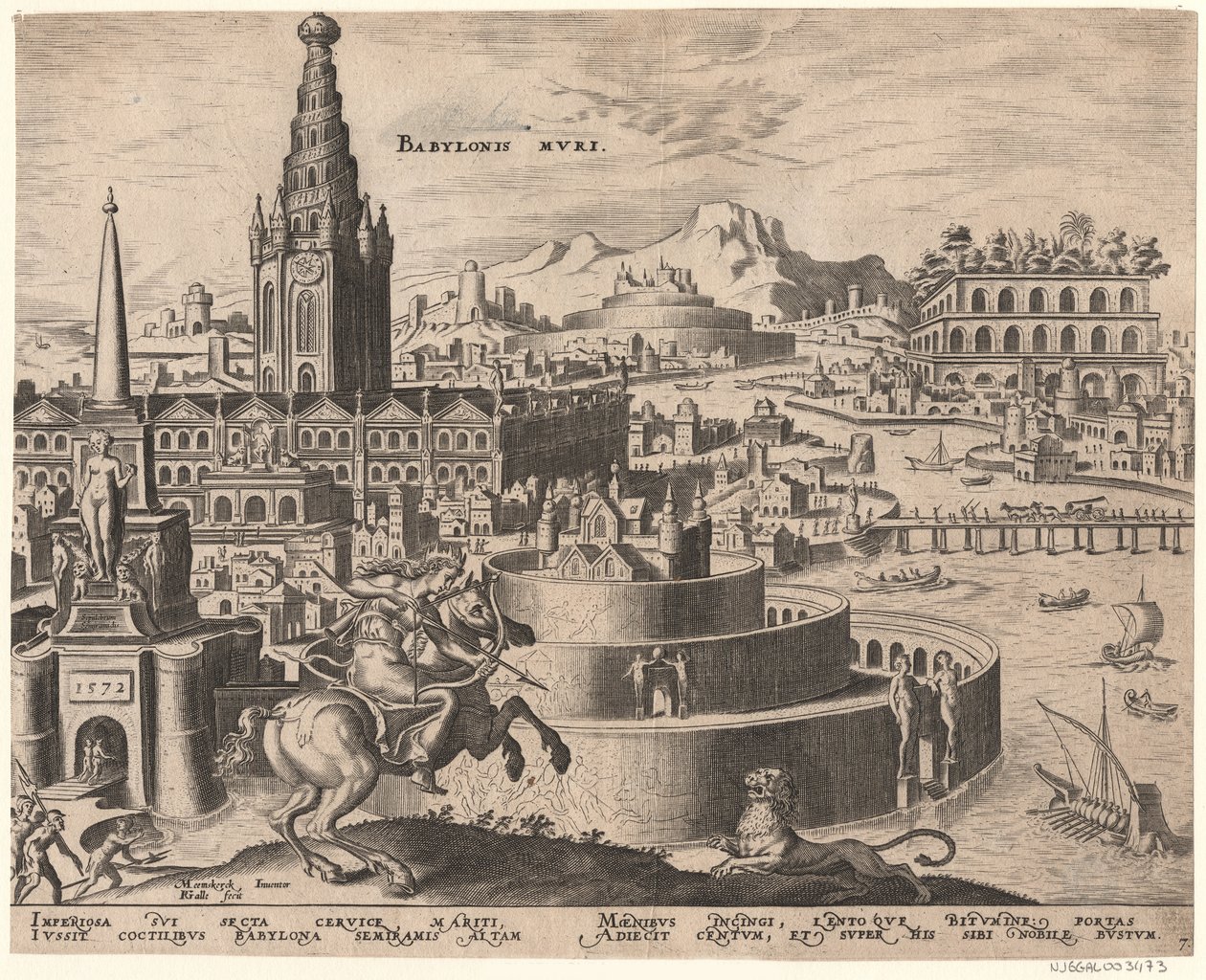 Die Mauern von Babylon sarjasta Maailman kahdeksas ihme Maarten van Heemskerckin jälkeen, 1572 tekijältä Philipp Galle
