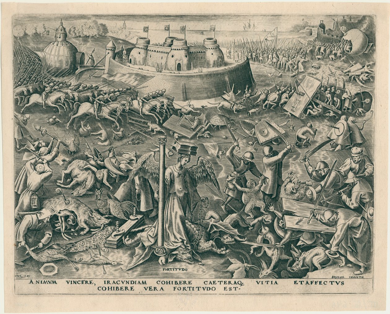 Fortitudo Fortitude seitsemästä hyveestä, 1559. tekijältä Philipp Galle
