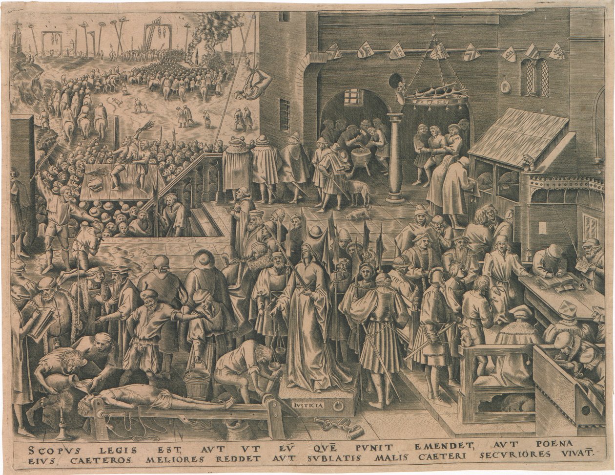 Justitia Justice seitsemästä hyveestä, 1559. tekijältä Philipp Galle