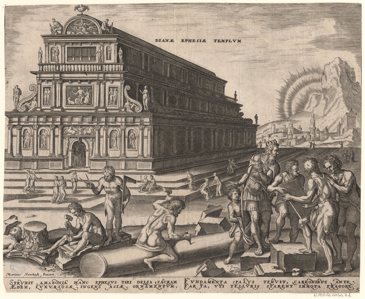 Dianan temppeli Efesoksessa sarjasta Maailman kahdeksas ihme Maarten van Heemskerckin jälkeen, 1572 tekijältä Philipp Galle