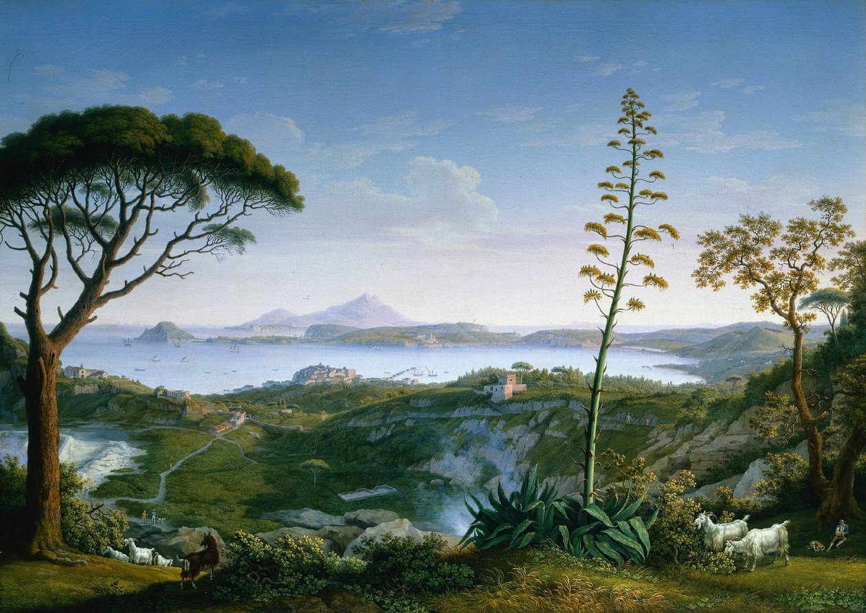 Näkymä Pozzuolin lahdelle Solfatarasta, 1803. tekijältä Philipp Hackert