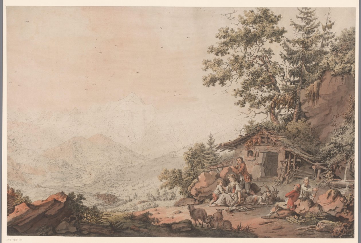 Acaba la família en una casa a la muntanya tekijältä Philipp Jacques Loutherbourg (I) (attributed to)