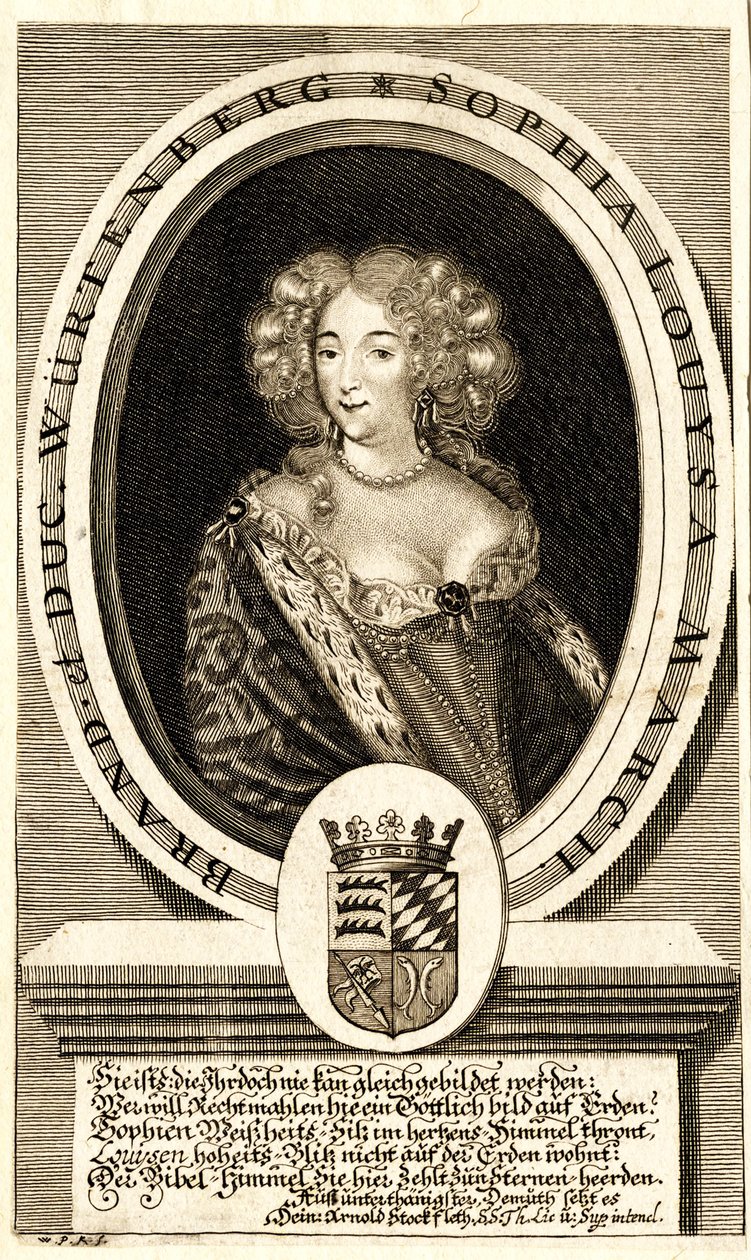 Sophie Louisen muotokuva Württemberg-Stuttgartista 1642-1702, Margravine..., n. 1680. tekijältä Philipp Kilian