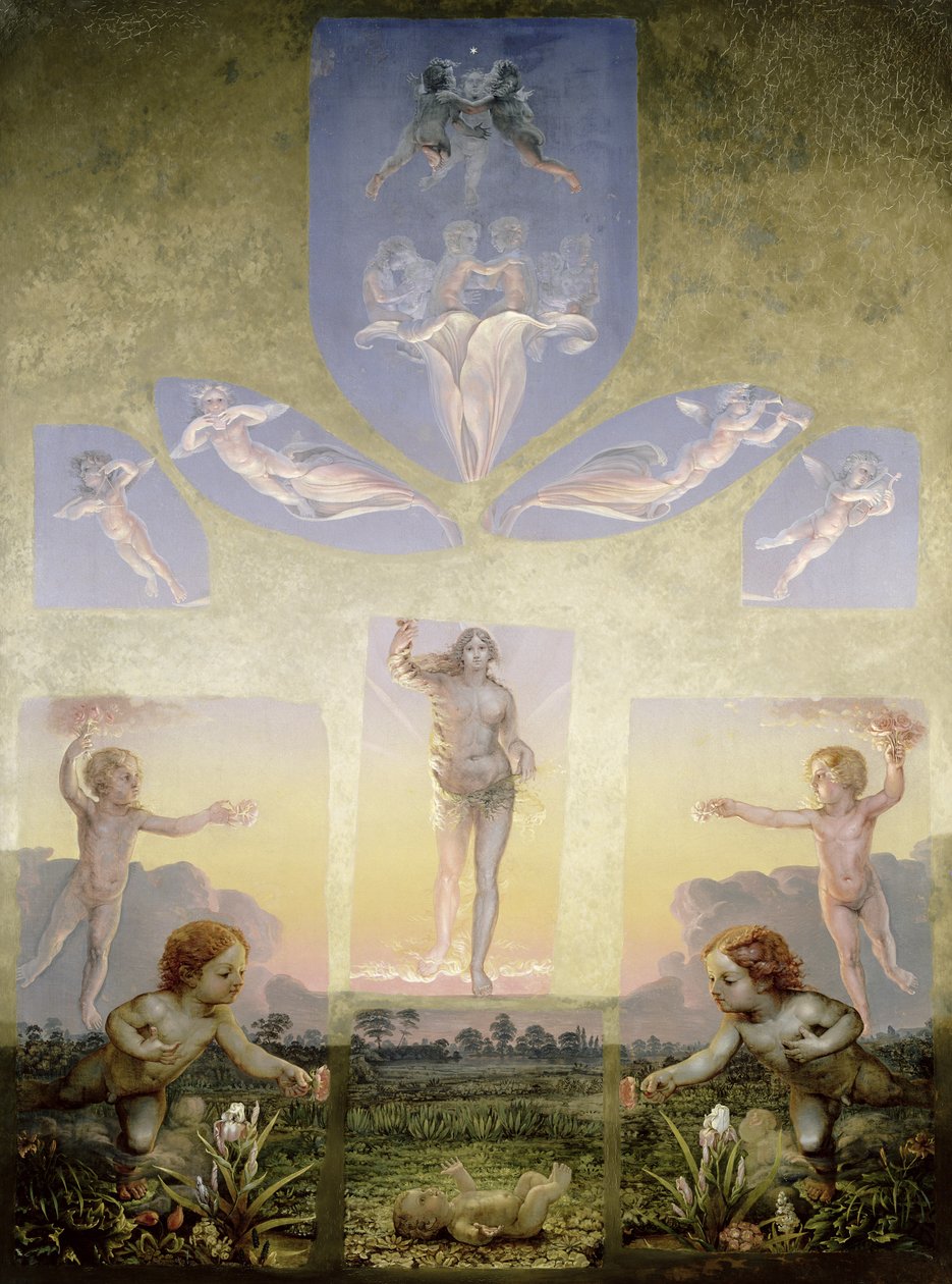 The Morning (toinen versio), n. 1808-1809 (öljy kankaalle) (katso 147752) tekijältä Philipp Otto Runge