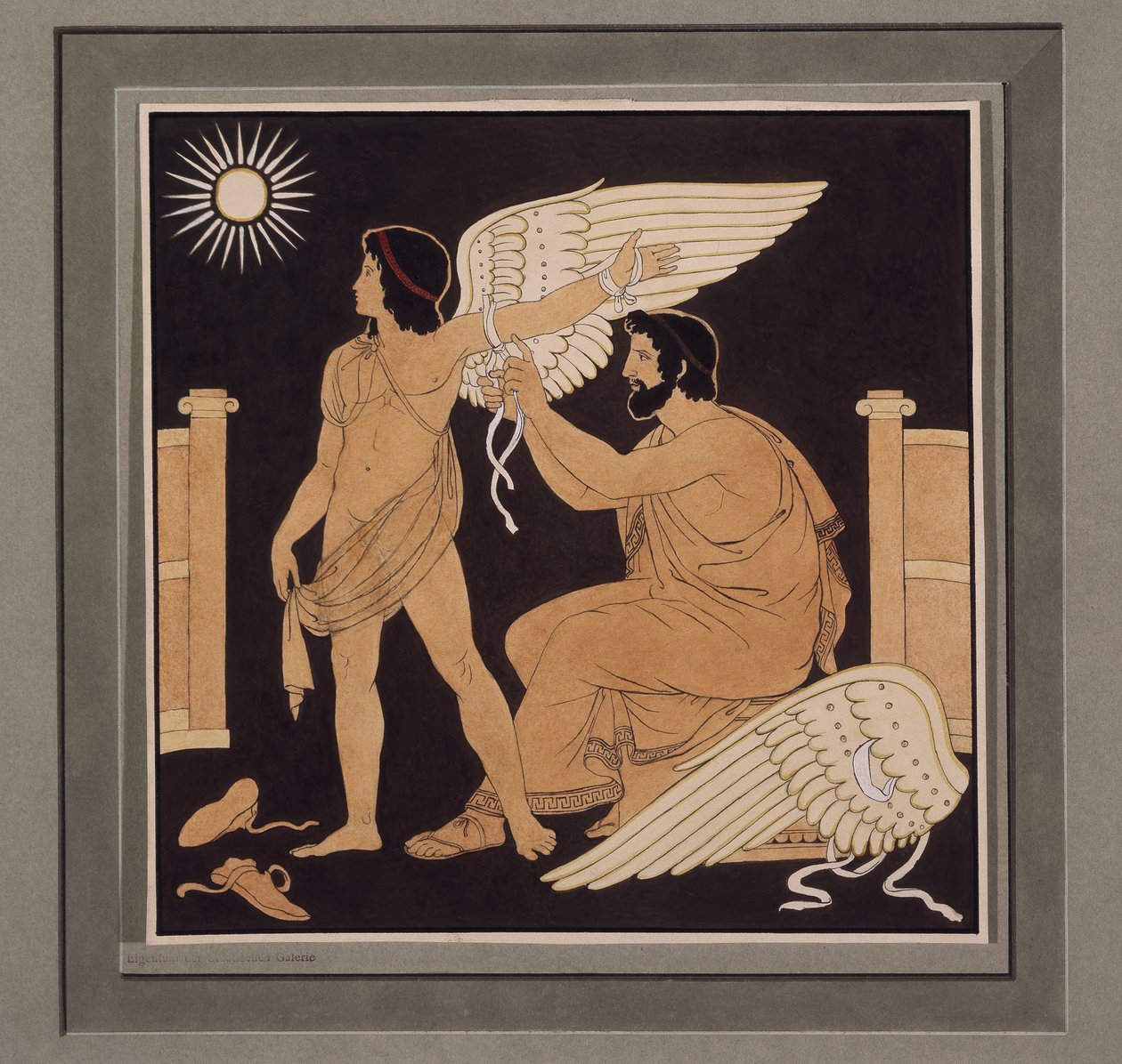 Daidalos kiinnittää Ikarokselle siiven tekijältä Philipp Veit