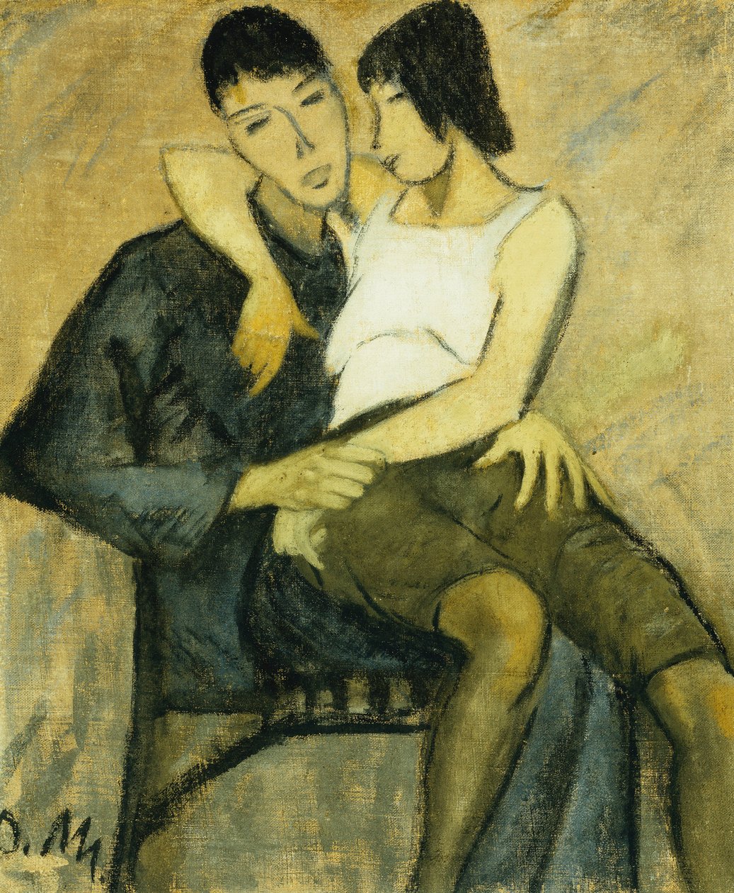 istuva pari; Istuva pariskunta, n. 1920 tekijältä Philipp Veit