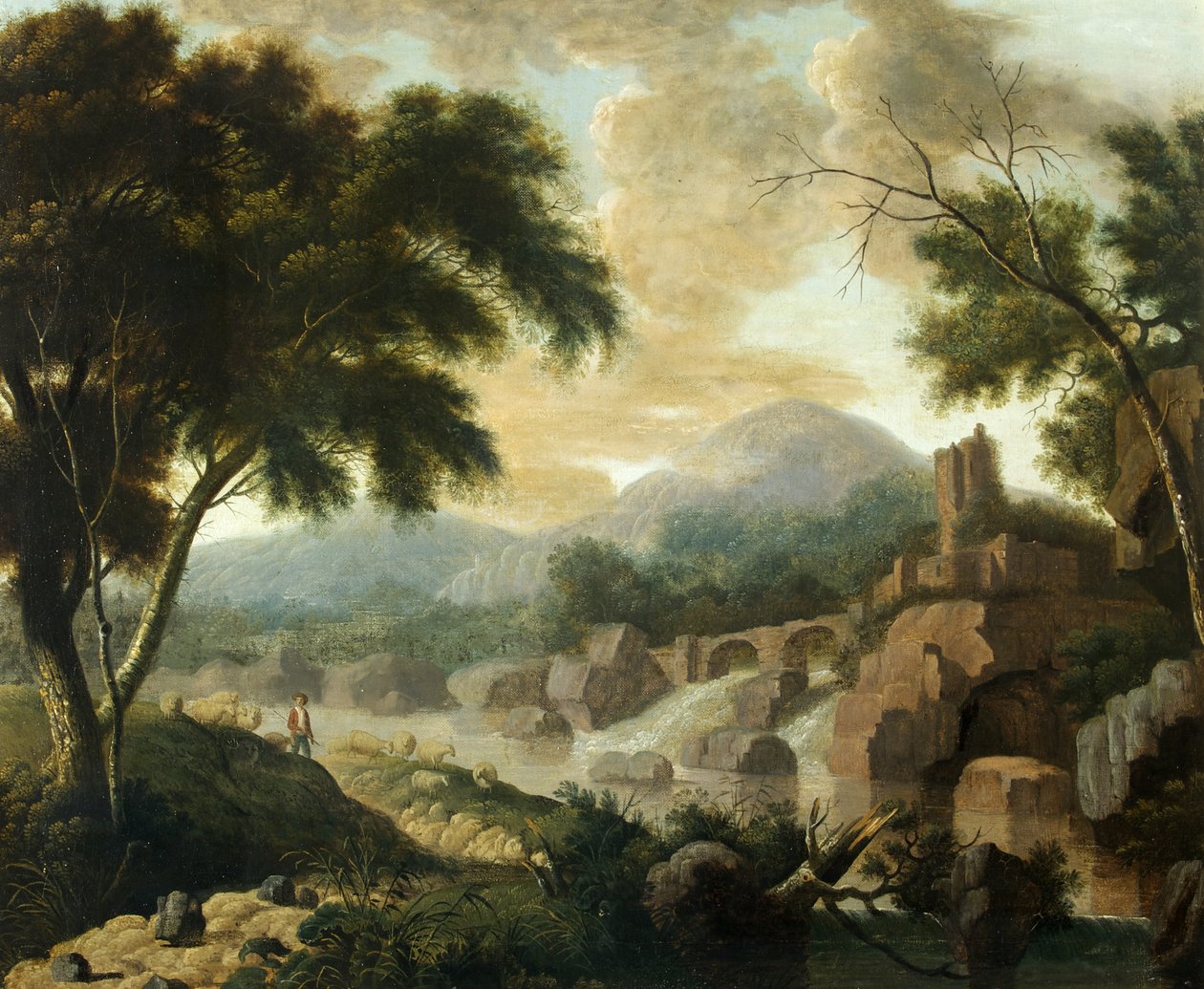 Maisema raivostuvan joen kanssa, 1760-1800 tekijältä Philippe Jacques de Loutherbourg
