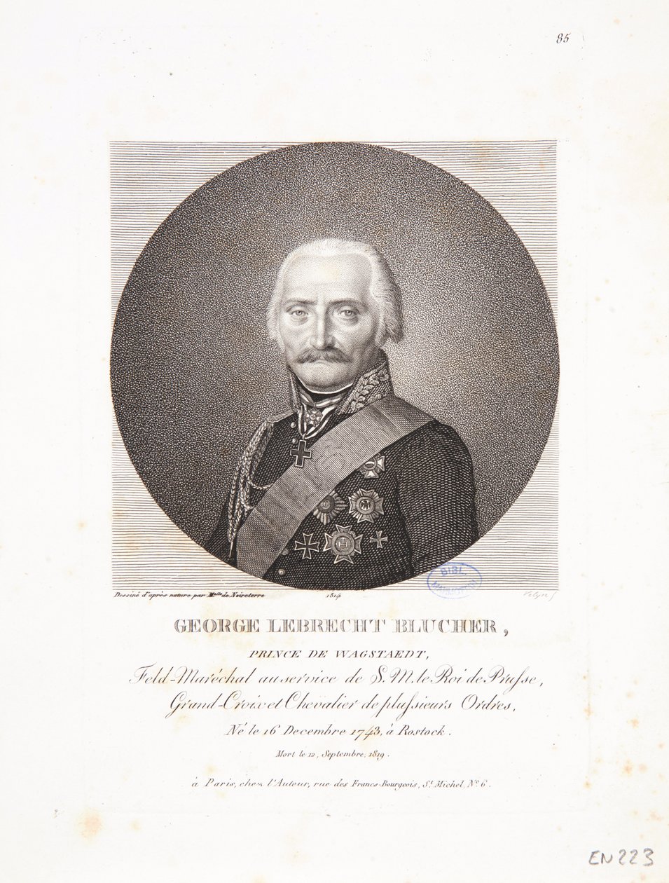George Lebrecht Blucherin muotokuva, 1814 tekijältä Philippe Velyn