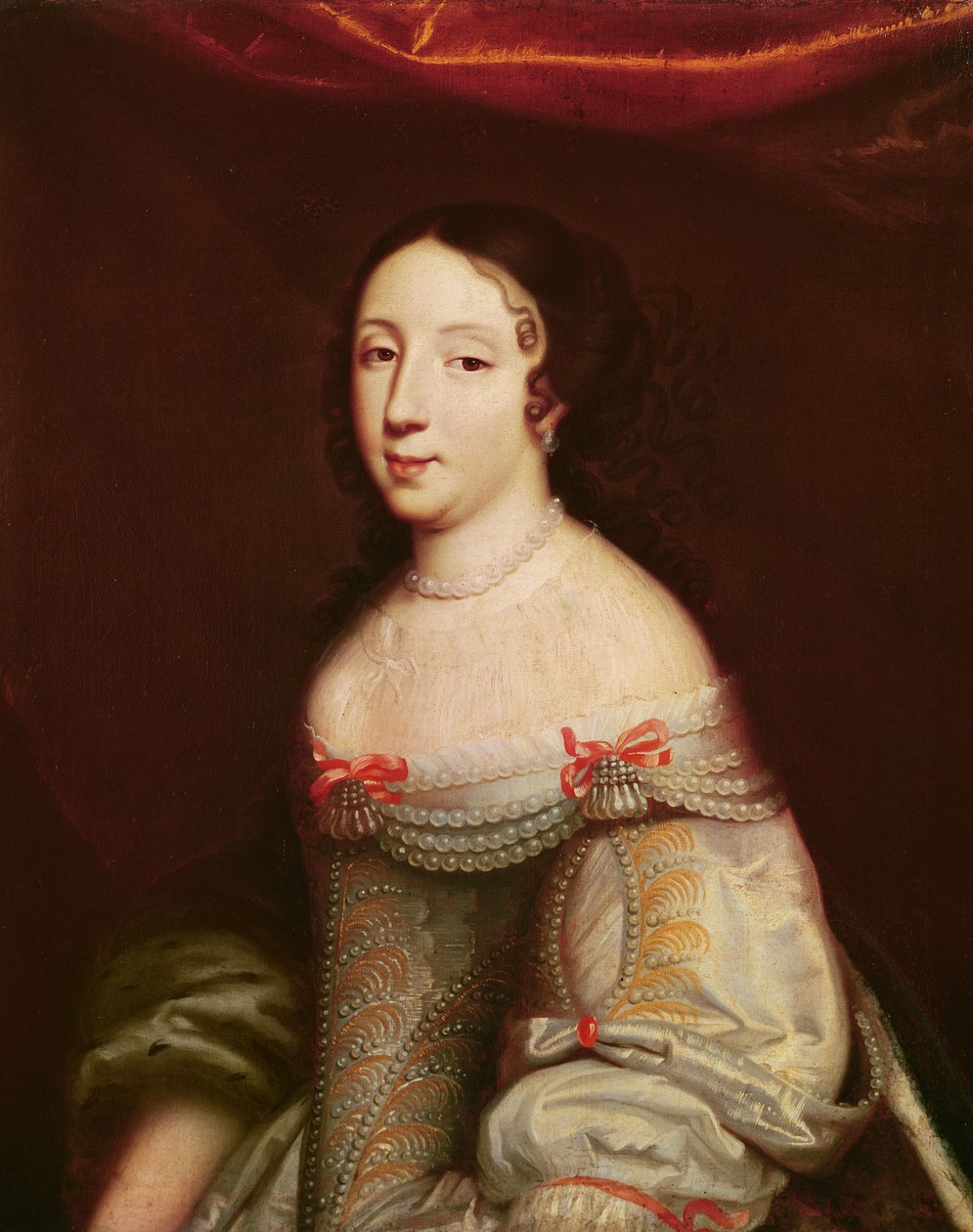 Muotokuva Itävallan Annasta (1601-1666), Espanjan prinsessa, Ranskan ja Navarran kuningattaren puoliso (1615-1643). tekijältä Philippe de Champaigne