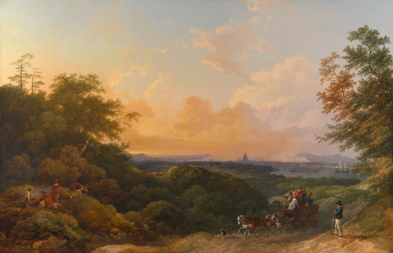 The Evening Coach, London in the Distance tekijältä Philippe-Jacques de Loutherbourg
