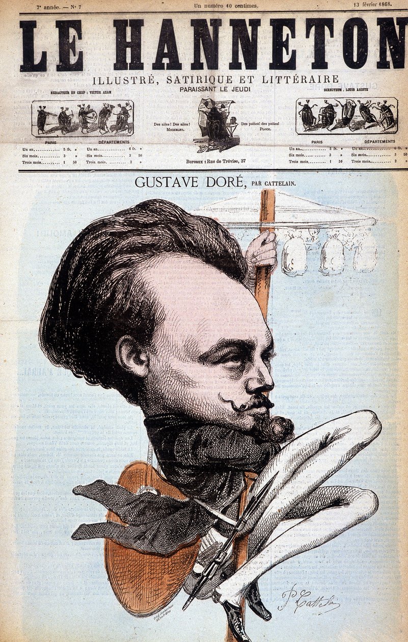 Gustave Doré. Ranskalainen piirtäjä ja taidemaalari (1832-1883). Cattelainin sarjakuva. Hanneton 1868. tekijältä Philippe Auguste Cattelain