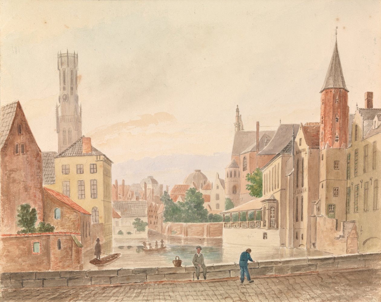 Brugge (akvarelli paperille) tekijältä Philippe Auguste de Peellaert