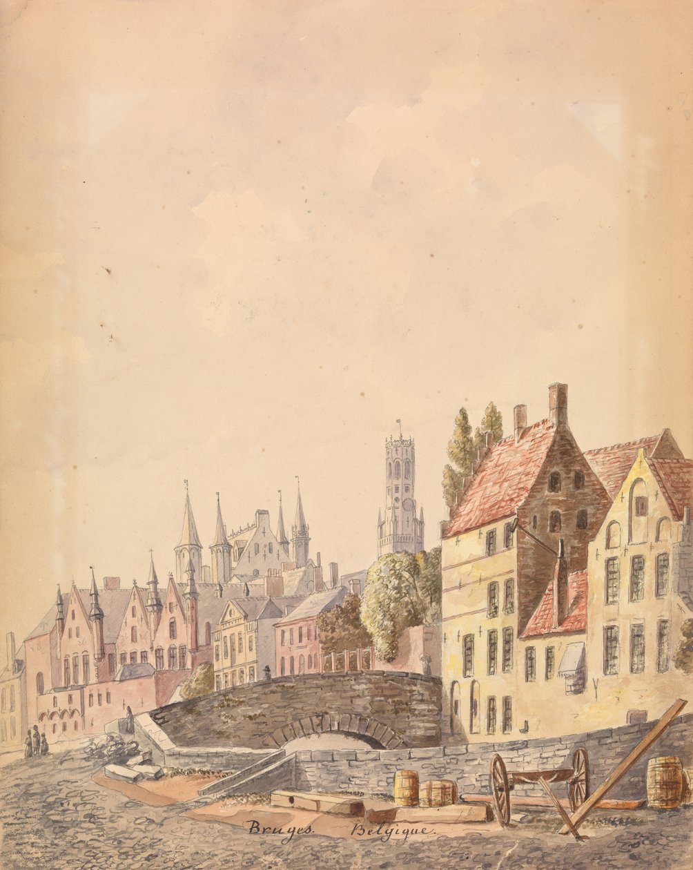 Brugge (akvarelli paperille) tekijältä Philippe Auguste de Peellaert