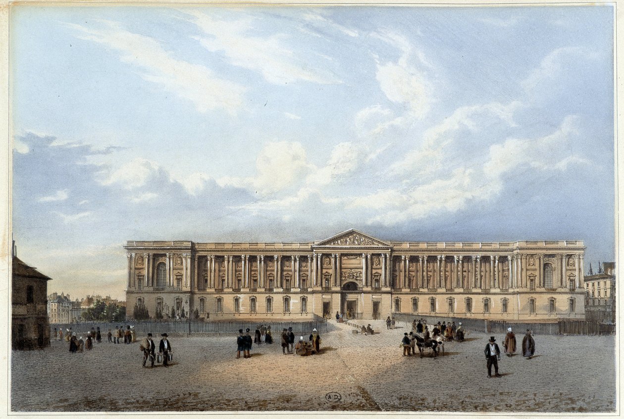 Colonnade du louvre - teoksessa "" Walk in Paris and sen around "", suunnittelija Jacottet ja Benoist, n. 1840 tekijältä Philippe Benoist