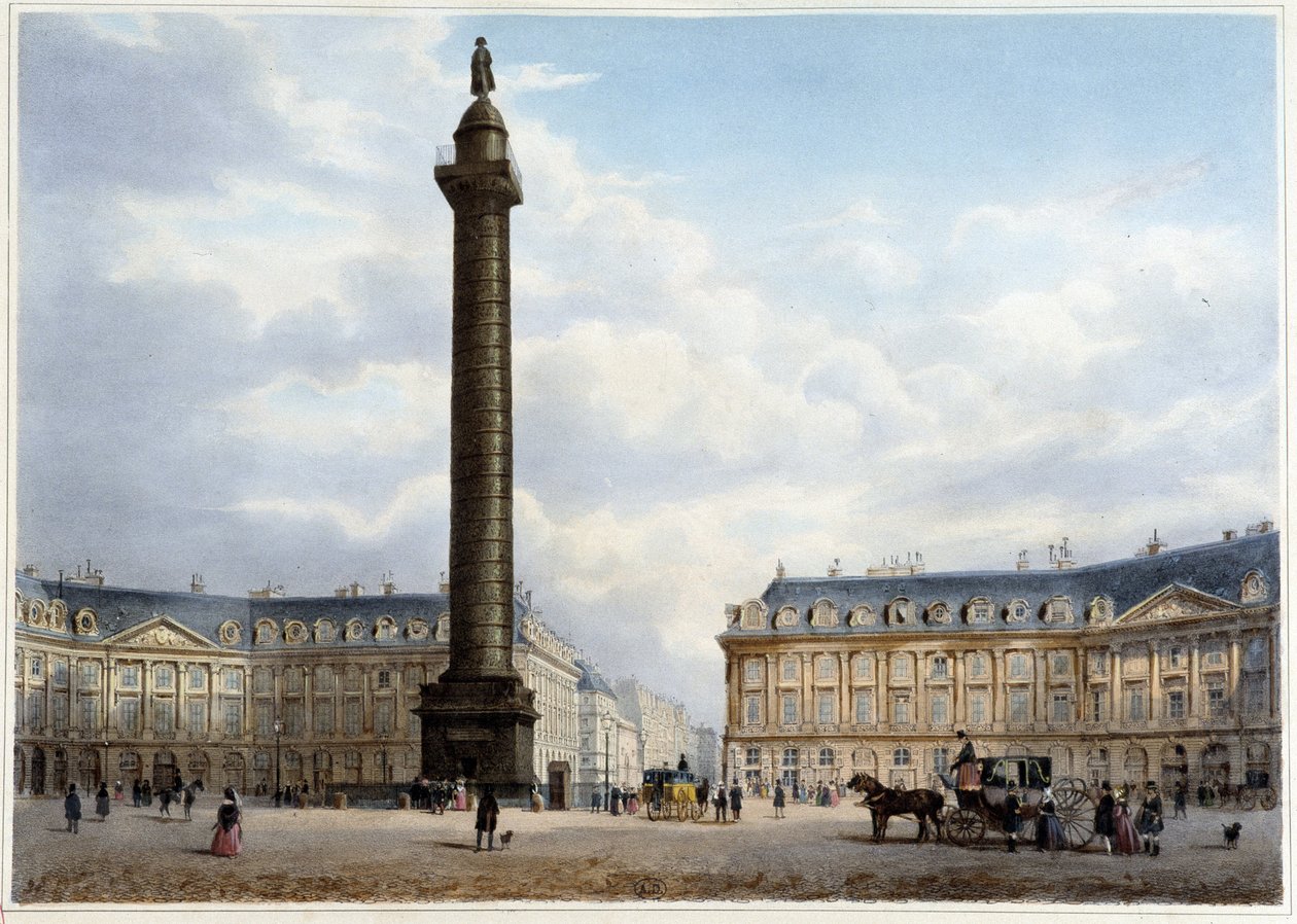 Column de la Place Vendôme - ""Kävely Pariisissa ja sen ympäristössä"", suunnittelija Jacottet ja Benoist, n. 1840 tekijältä Philippe Benoist