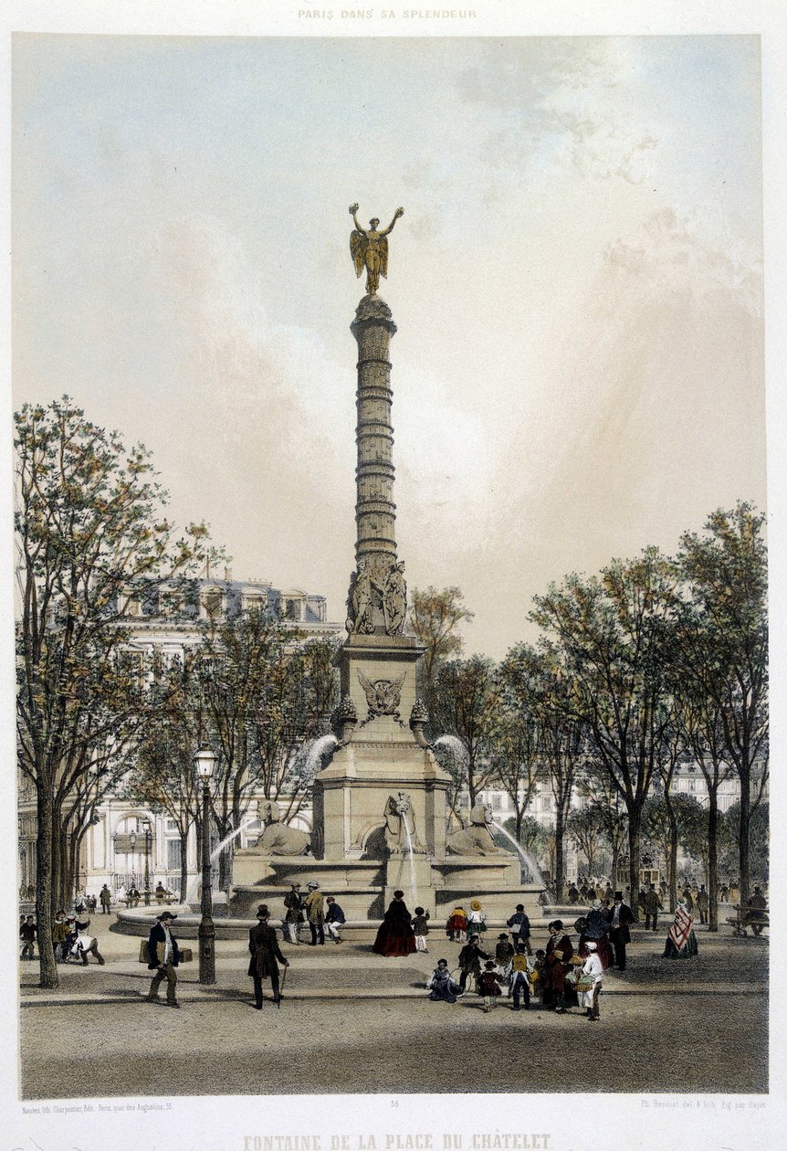 La fontaine du Chatelet - Benoistin litografia tekijältä Philippe Benoist